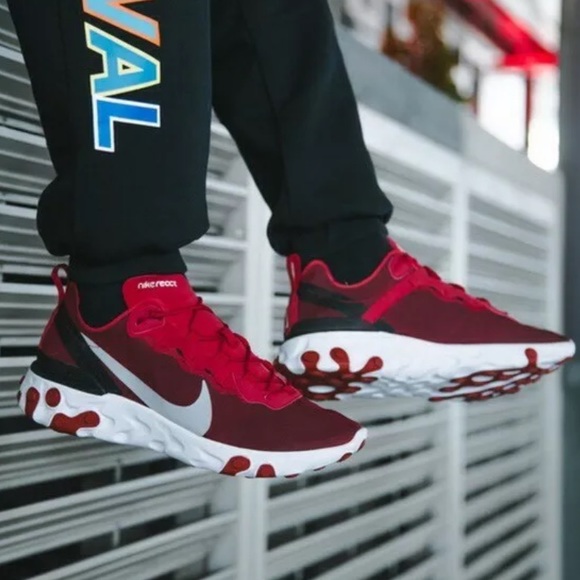 Nike React Element 55 Gym Red Men’s Size 10.5 New - Picture 2 of 13